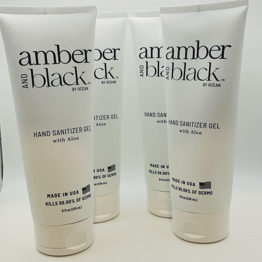 Amber and Black by Ocean - Hand Sanitizer Gel with Aloe - 8 fl. oz. - Pack of 4